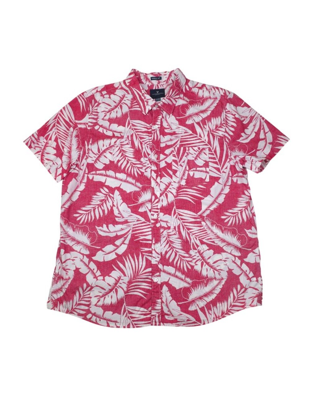 American Eagle Mens XXL Hawaiian Shirt Seriously Soft Red Tropical Print ButtonU